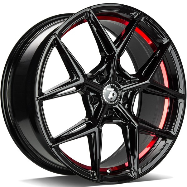 Alloy Wheels seventy9 SCF-B BGRIL- Black Glossy Red Inner Lip 19" 5x120