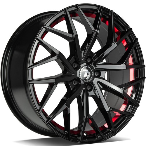 Alloy Wheels seventy9 SV-C BGRIL- Black Glossy Red Inner Lip 17"" 5x112