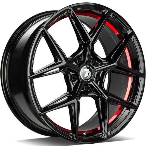 Alloy Wheels seventy9 SCF-B BGRIL- Black Glossy Red Inner Lip 18"" 5x108