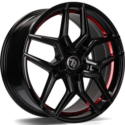 Alloy Wheels seventy9 SV-B BGRIL- Black Glossy Red Inner Lip 20"" 5x112